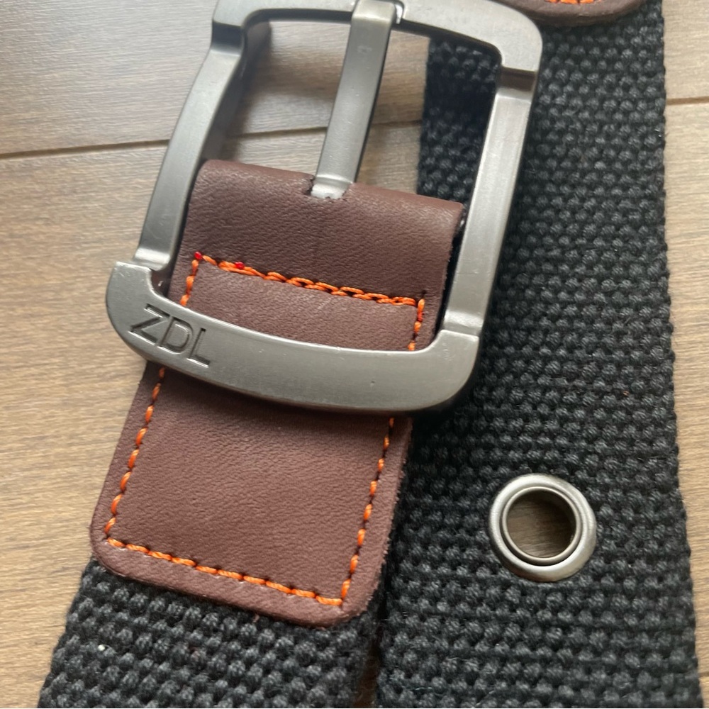 ZDL Unused Brown and Black Belt with Silver Buckle